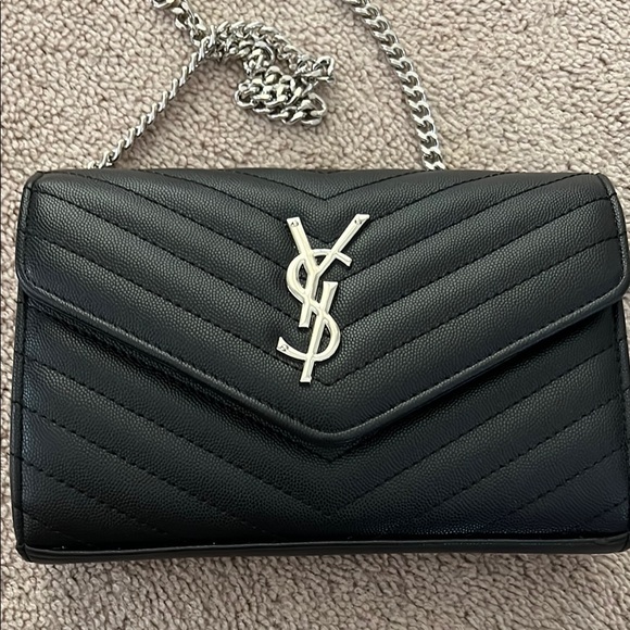 YSL Black Crossbody Bag with Chevron Quilting - Picture 1 of 5